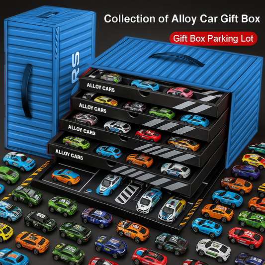 48PCS/Set Mini Car with Storage Box Pull Back Vehicle