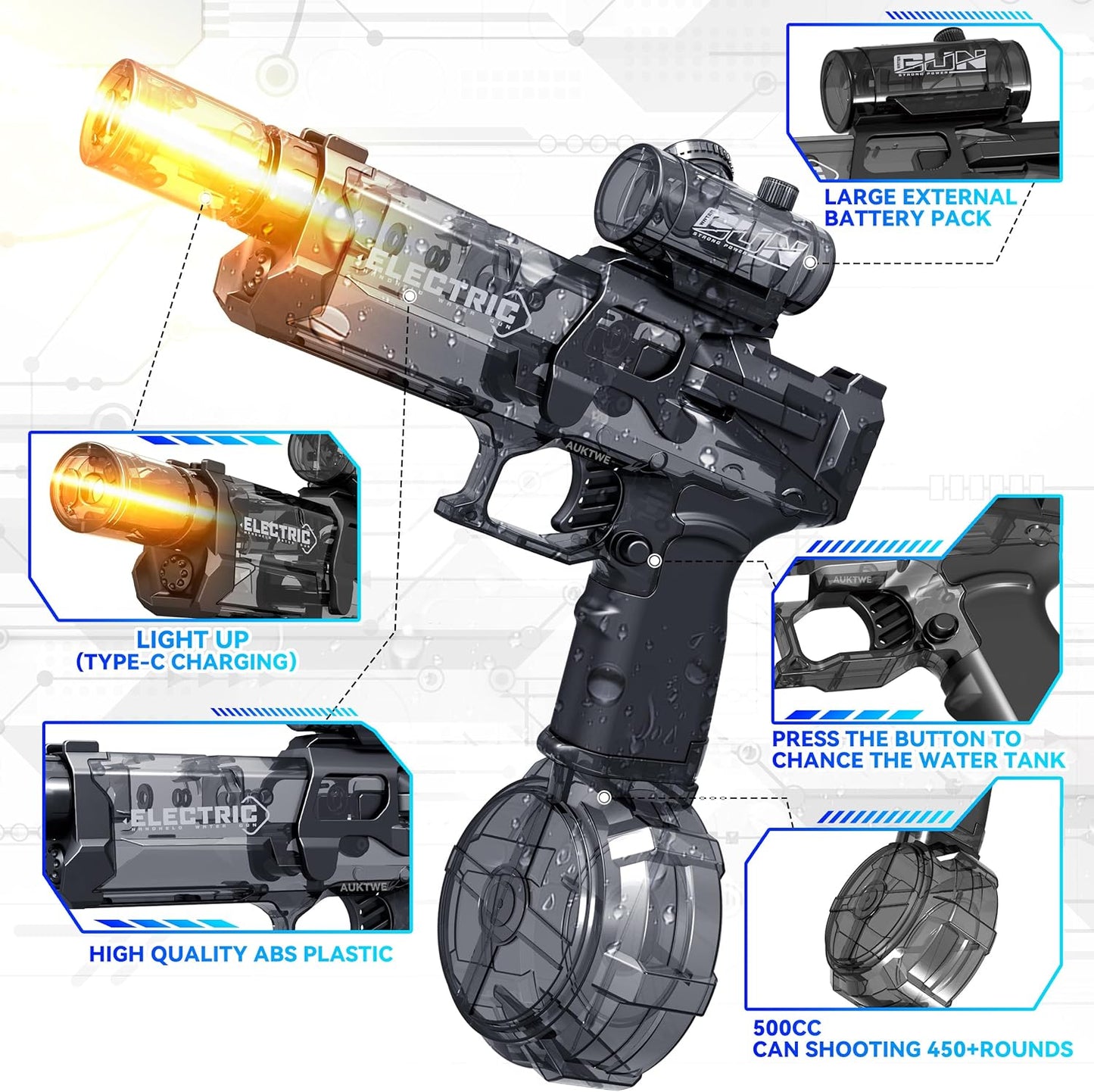 Electric Water pistol with light make your summer better