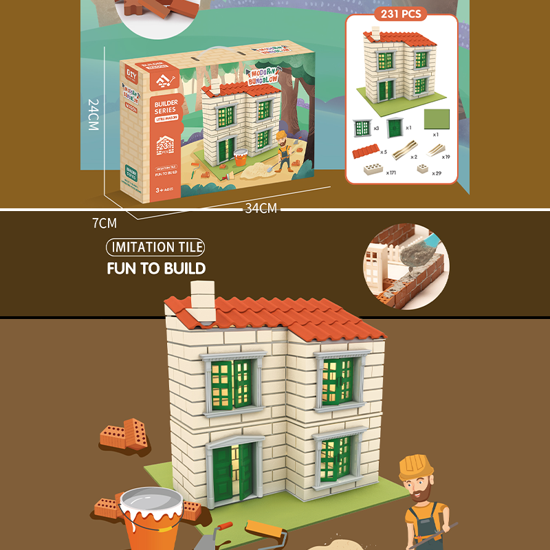 DIY Assembly Children Play House Building Blocks Simulation House Construction Educational Toy
