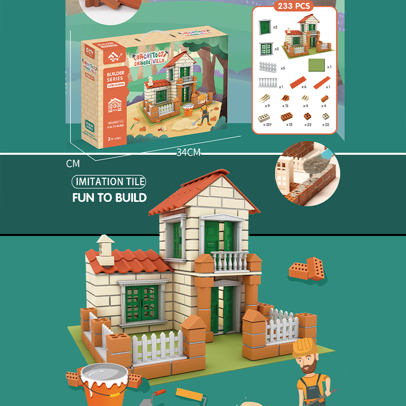 DIY Assembly Children Play House Building Blocks Simulation House Construction Educational Toy
