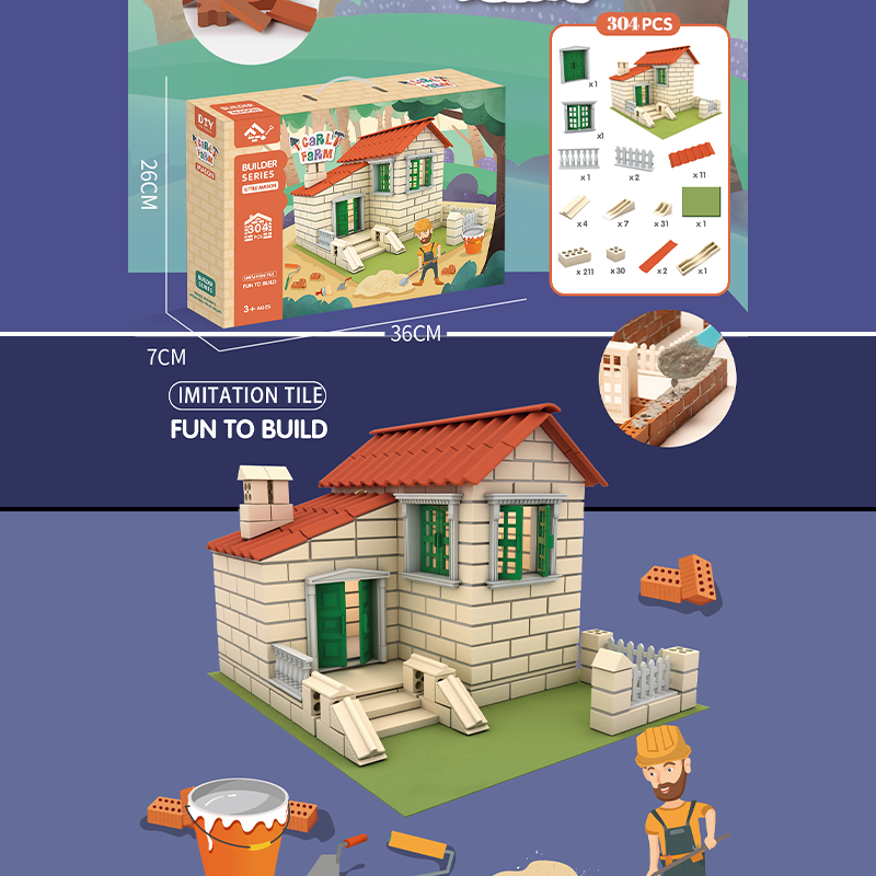 DIY Assembly Children Play House Building Blocks Simulation House Construction Educational Toy