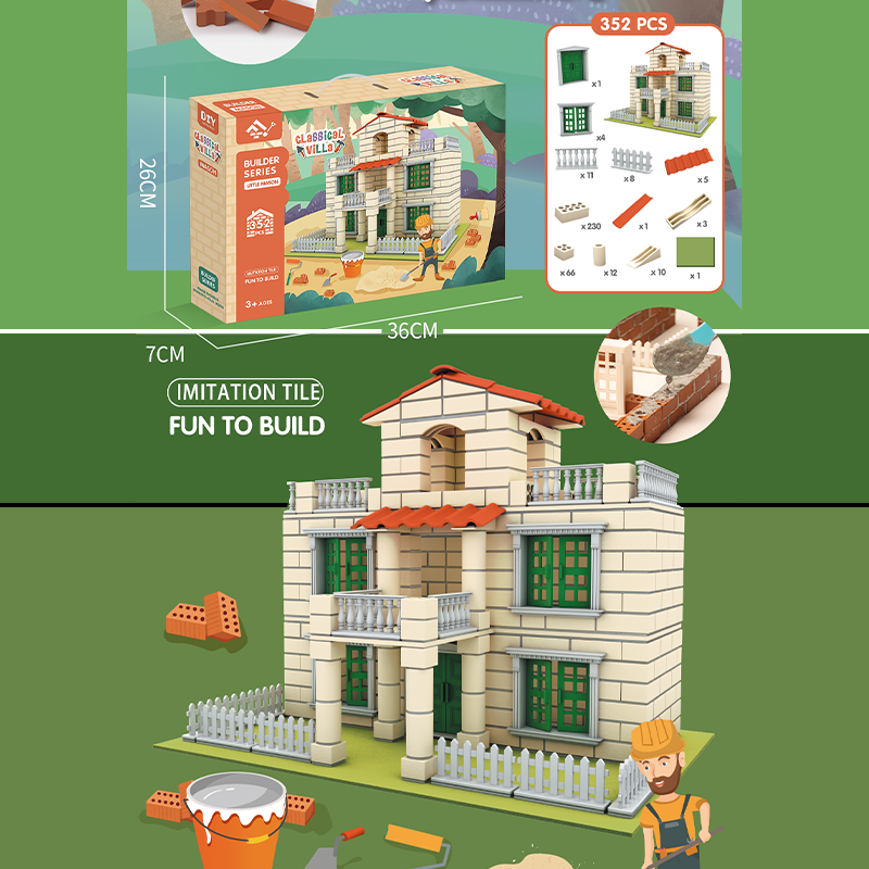 DIY Assembly Children Play House Building Blocks Simulation House Construction Educational Toy