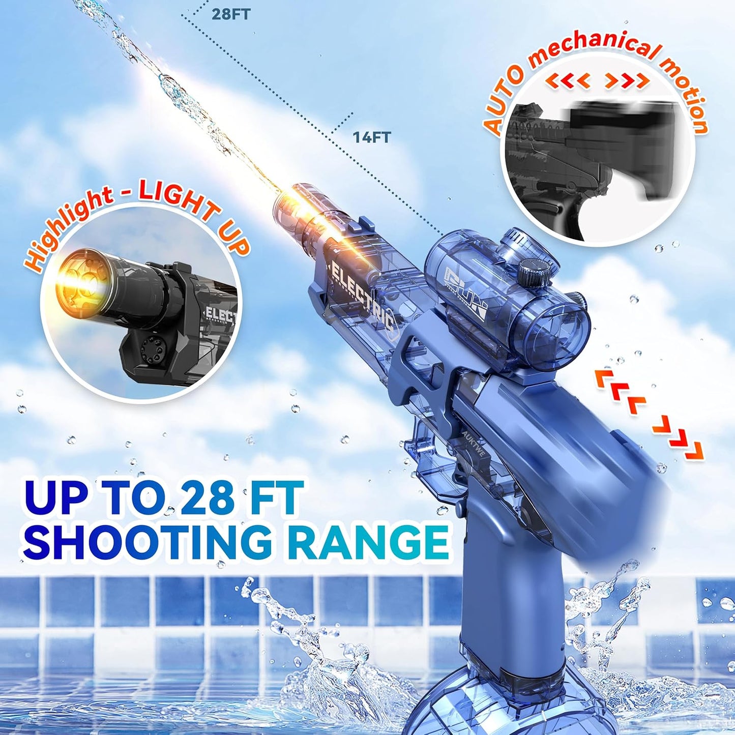 Electric Water pistol with light make your summer better