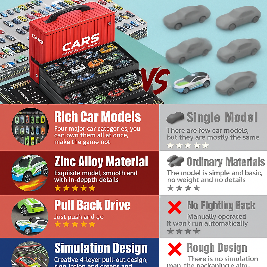 48PCS/Set Mini Car with Storage Box Pull Back Vehicle
