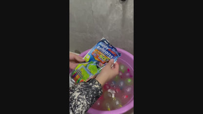 water balloons with quick- filling and self-tying