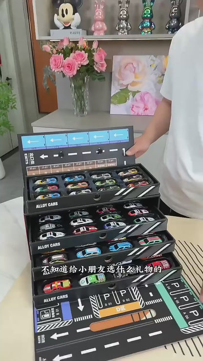 48PCS/Set Mini Car with Storage Box Pull Back Vehicle